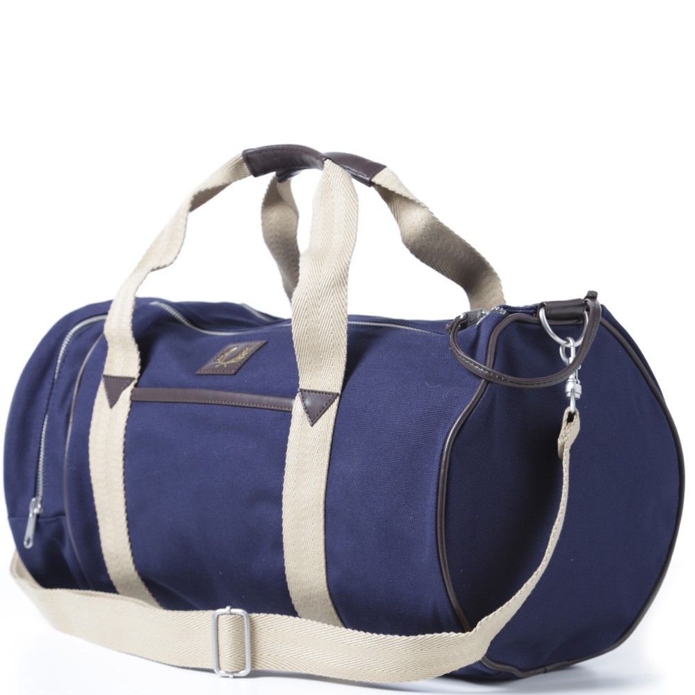 Fred Perry Classic Canvas Barrel Bag (Carbon Blue)